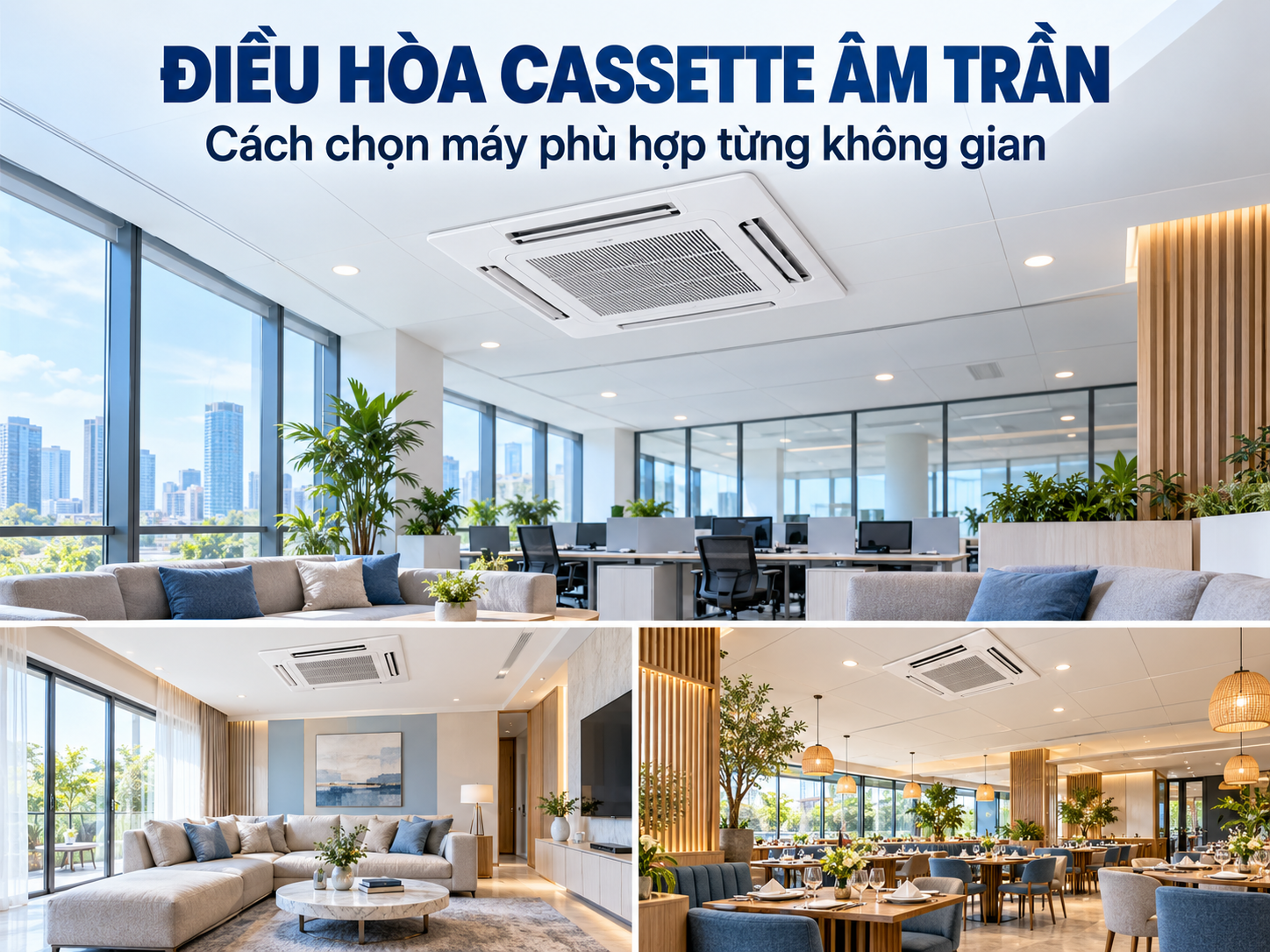 Điều hòa cassette âm trần: Cách chọn máy phù hợp từng không gian