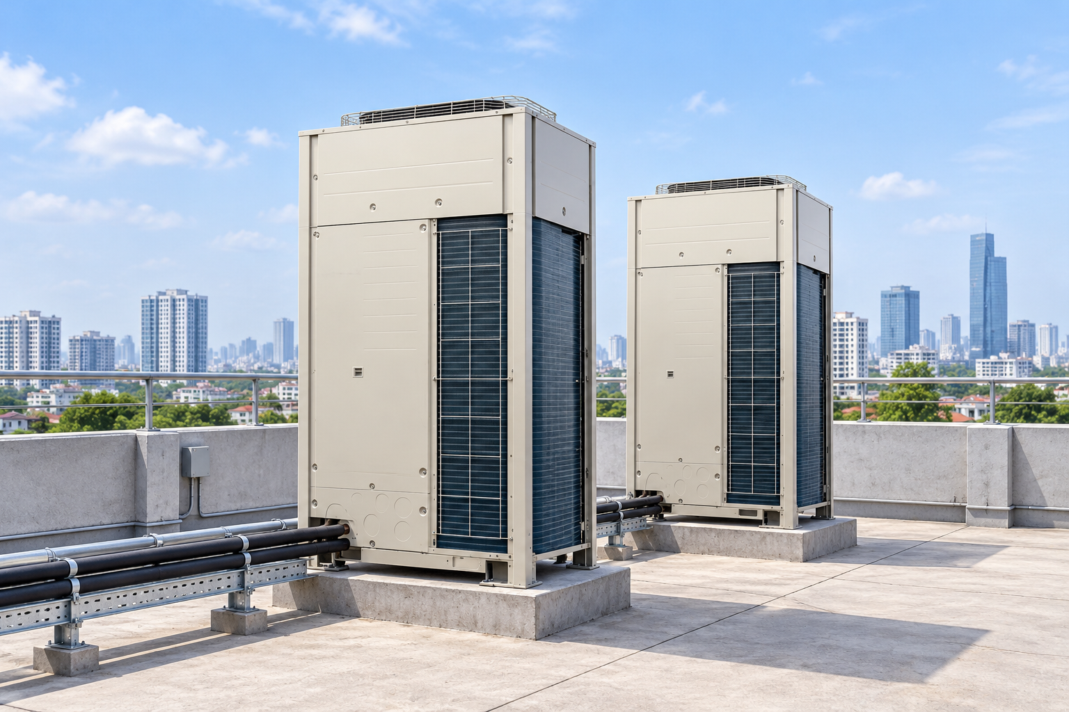 Dàn nóng VRV được bố trí tại khu vực kỹ thuật thông thoáng.