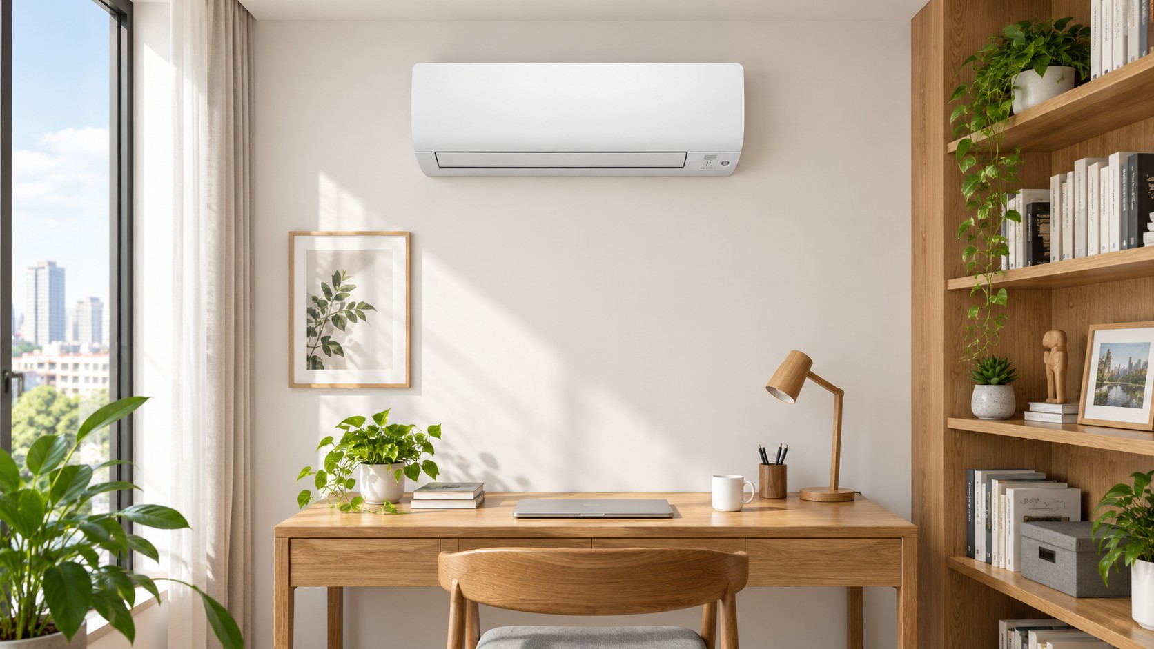 Gợi ý bố trí dàn lạnh treo tường cho phòng làm việc.