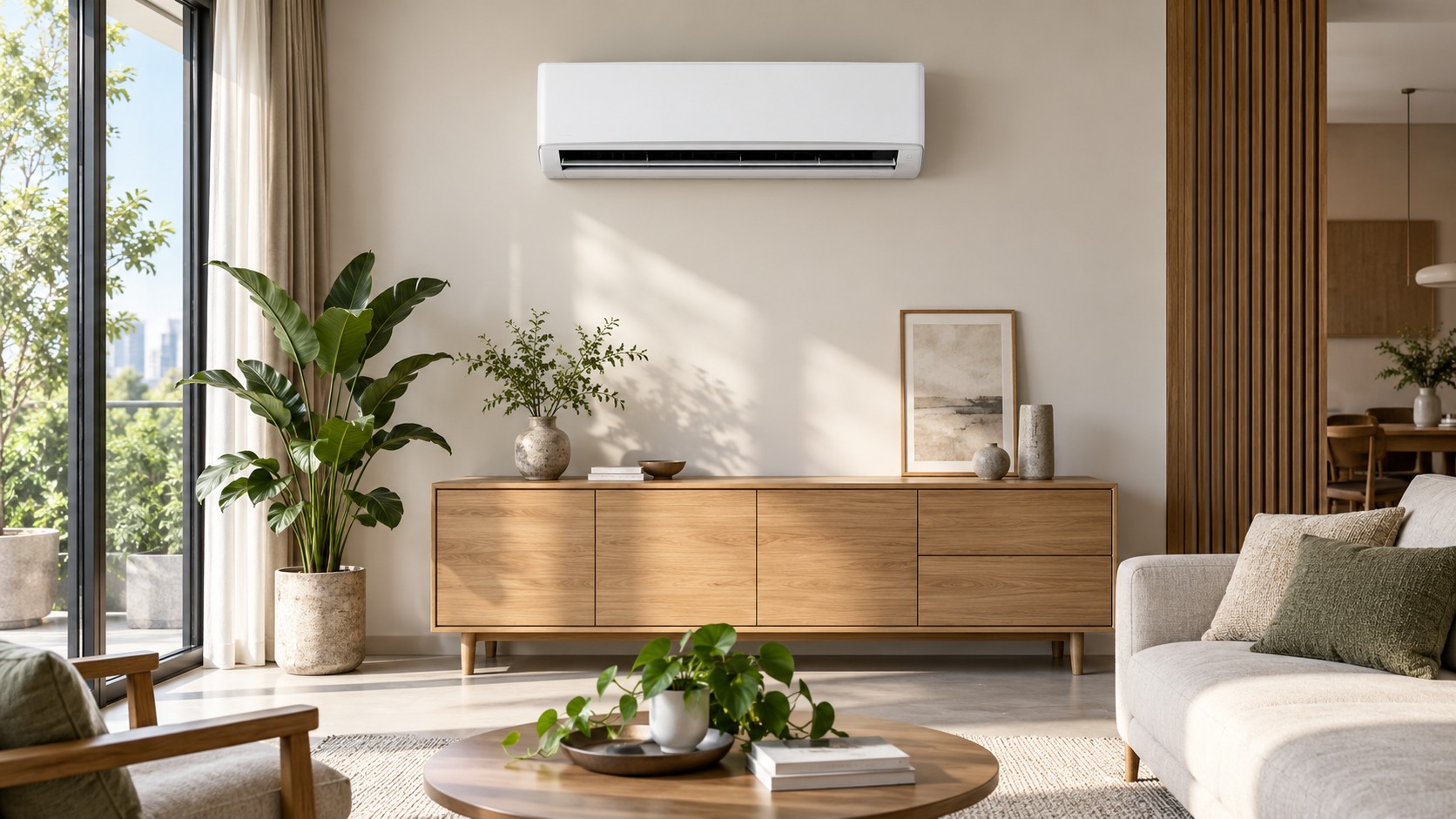 Gợi ý phối hợp thiết bị điều hòa với nội thất phòng khách.