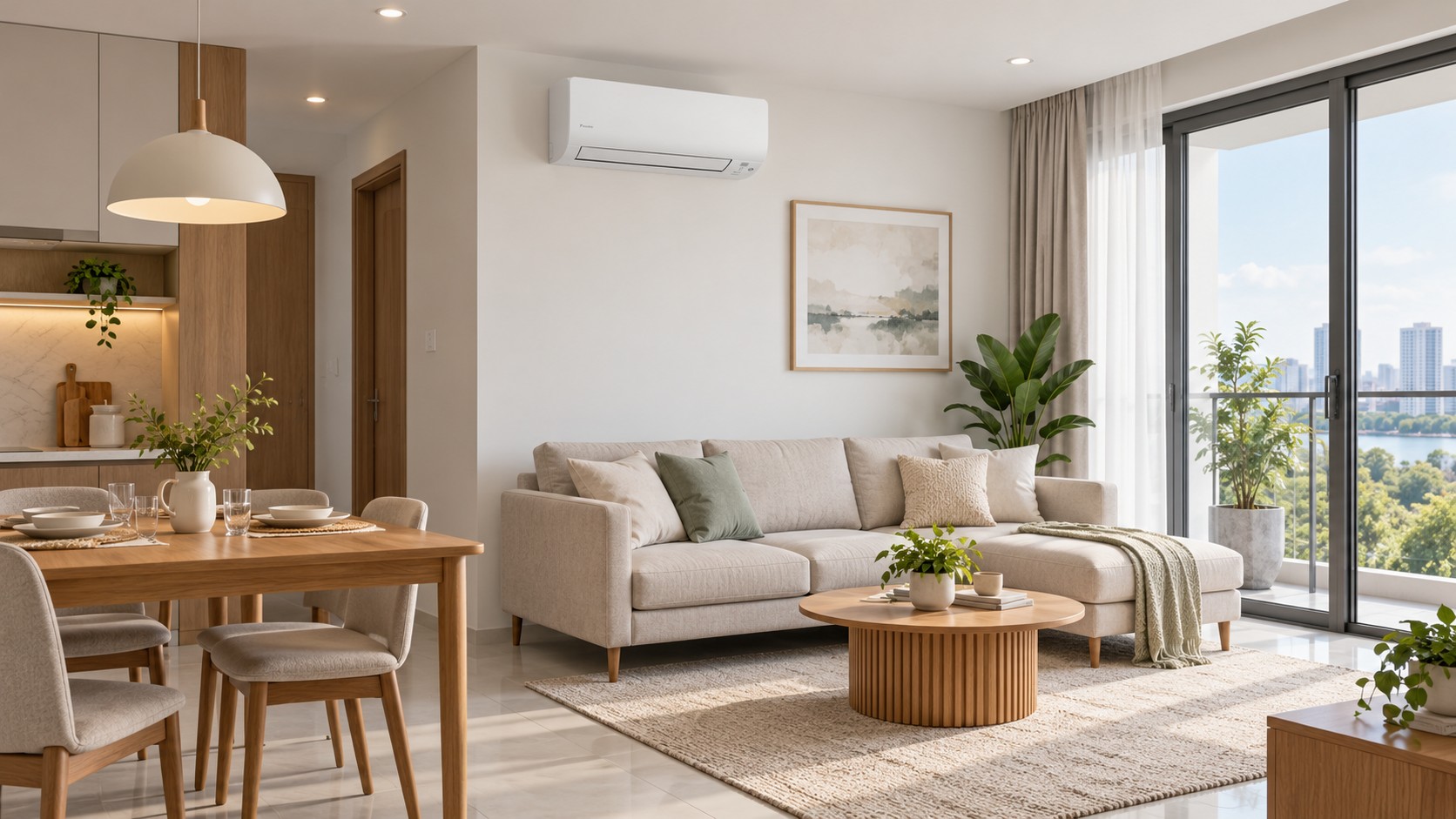 Gợi ý tổ chức làm mát cho khu sinh hoạt chung.