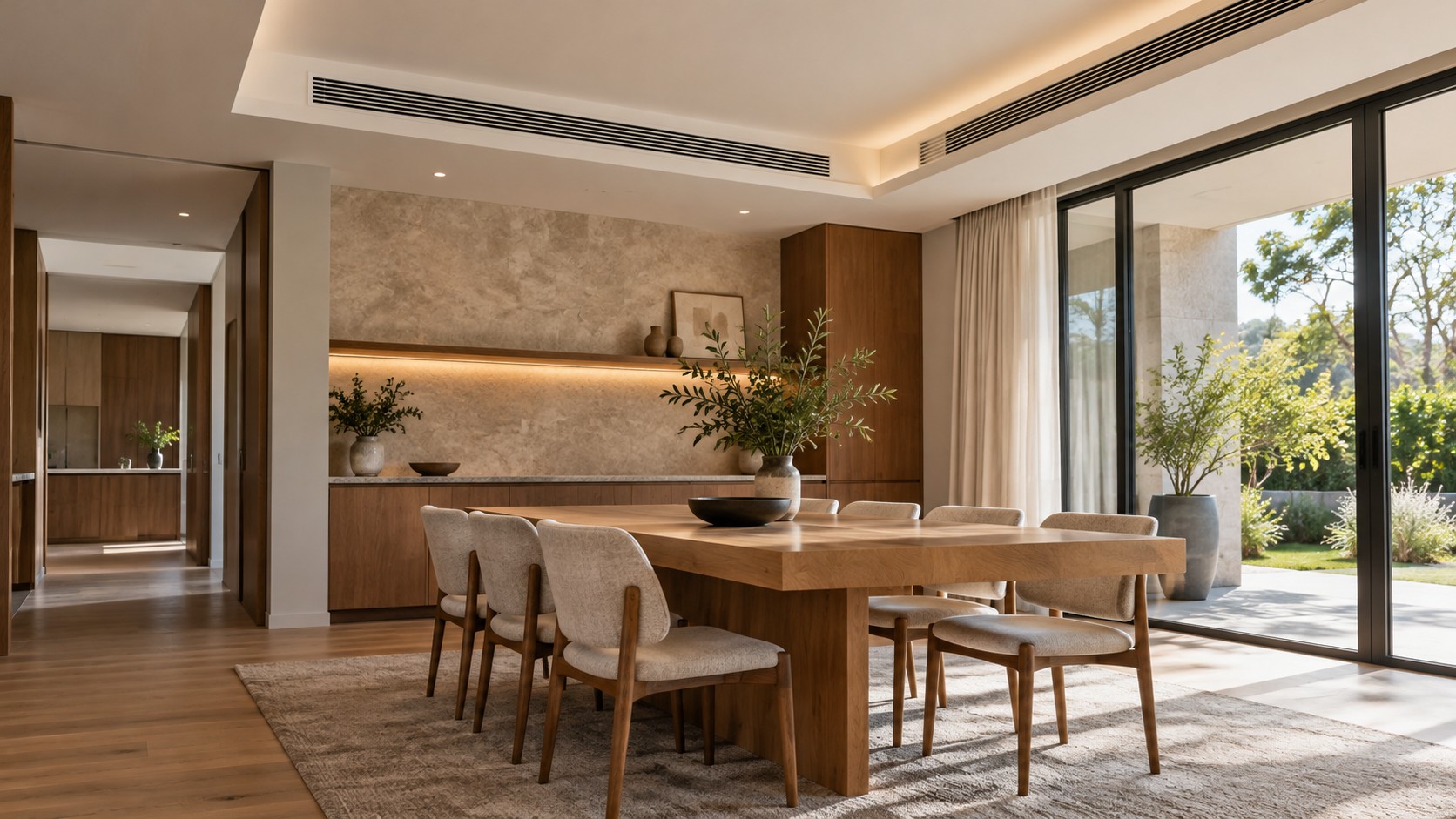 Gợi ý bố trí thiết bị và cửa gió trong không gian hoàn thiện.