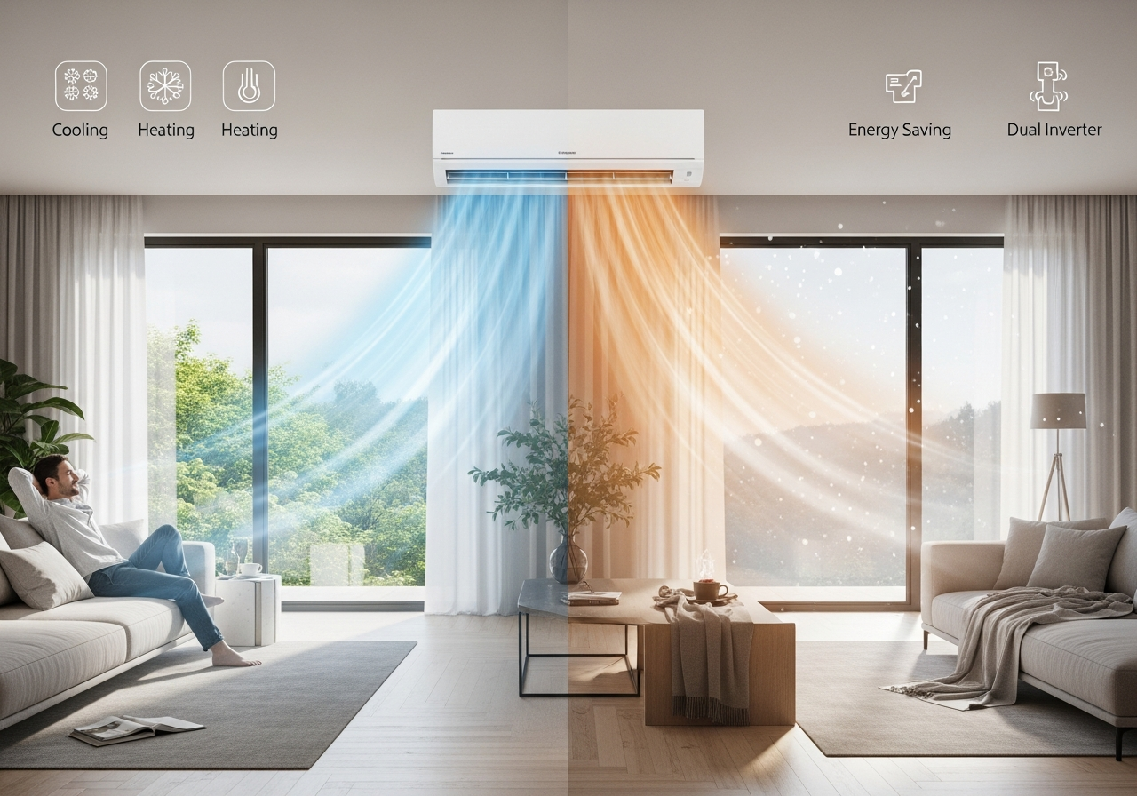 Công nghệ DUAL Inverter Compressor™: Làm Mát và Sưởi Ấm Quanh Năm – Giải Pháp Tiện Nghi Tuyệt Đối